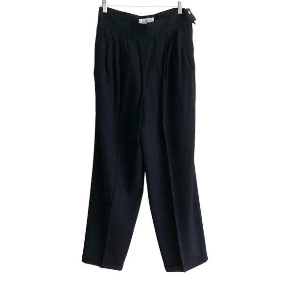 Vintage 80s MaxMara Power Suit Navy Wool Pleated Tapered Pants 4 EUC - Picture 1 of 13